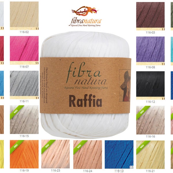 Fibra Natura Raffia 100% Cellulose Strickgarn, Papiergarn, Raffiagarn 26 Farben, umweltfreundliches Garn, naturbelassenes Raffiagarn