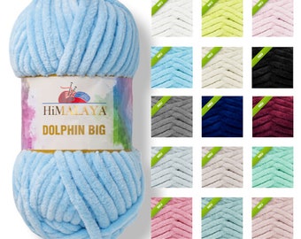 Bebé Delfín del Himalaya GRANDE | Velvet Plush Yarn Extra Chenille Crochet Yarn Wool 200gr (Distribuidor de Alemania | ¡Envío rápido con DHL!)