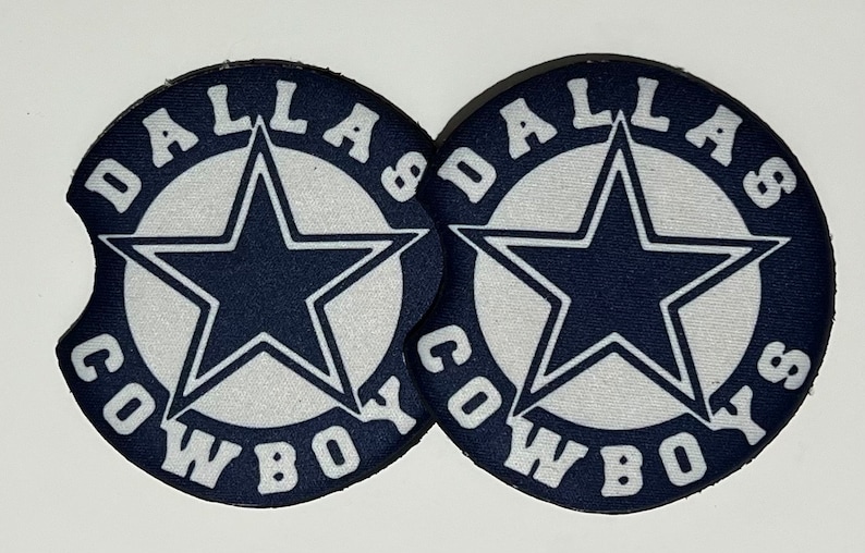 Dallas Cowboys Neoprene Car Coaster With Sublimation Design, Set of 2 Etsy
