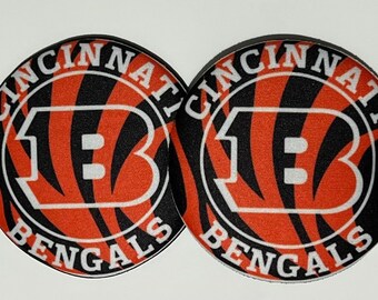 Conjunto de 2 porta-copos de neoprene para carro do Cincinnati Bengals com estampa por sublimação.