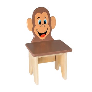 Adorable Kids Chair Monkey Design - Wooden Furniture for Toddlers and Preschooler
