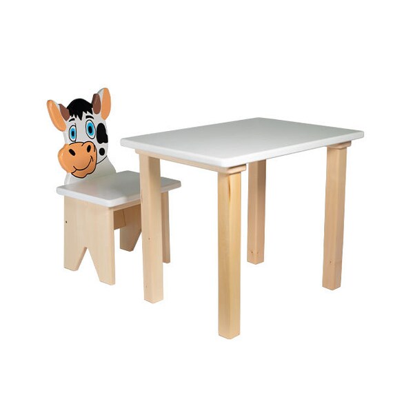 Charming Kids Chair Cow Design Wooden Furniture for Toddlers and Preschoolers Etsy