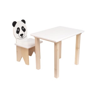 Adorable Kids Chair Panda Design - Wooden Furniture for Toddlers and Preschoolers
