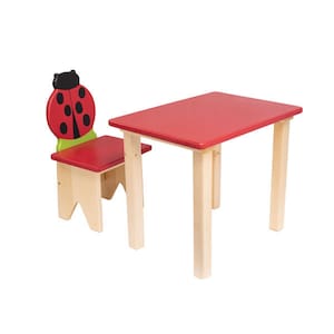 Adorable Kids Chair Ladybug Design - Wooden Furniture for Toddlers and Preschoolers
