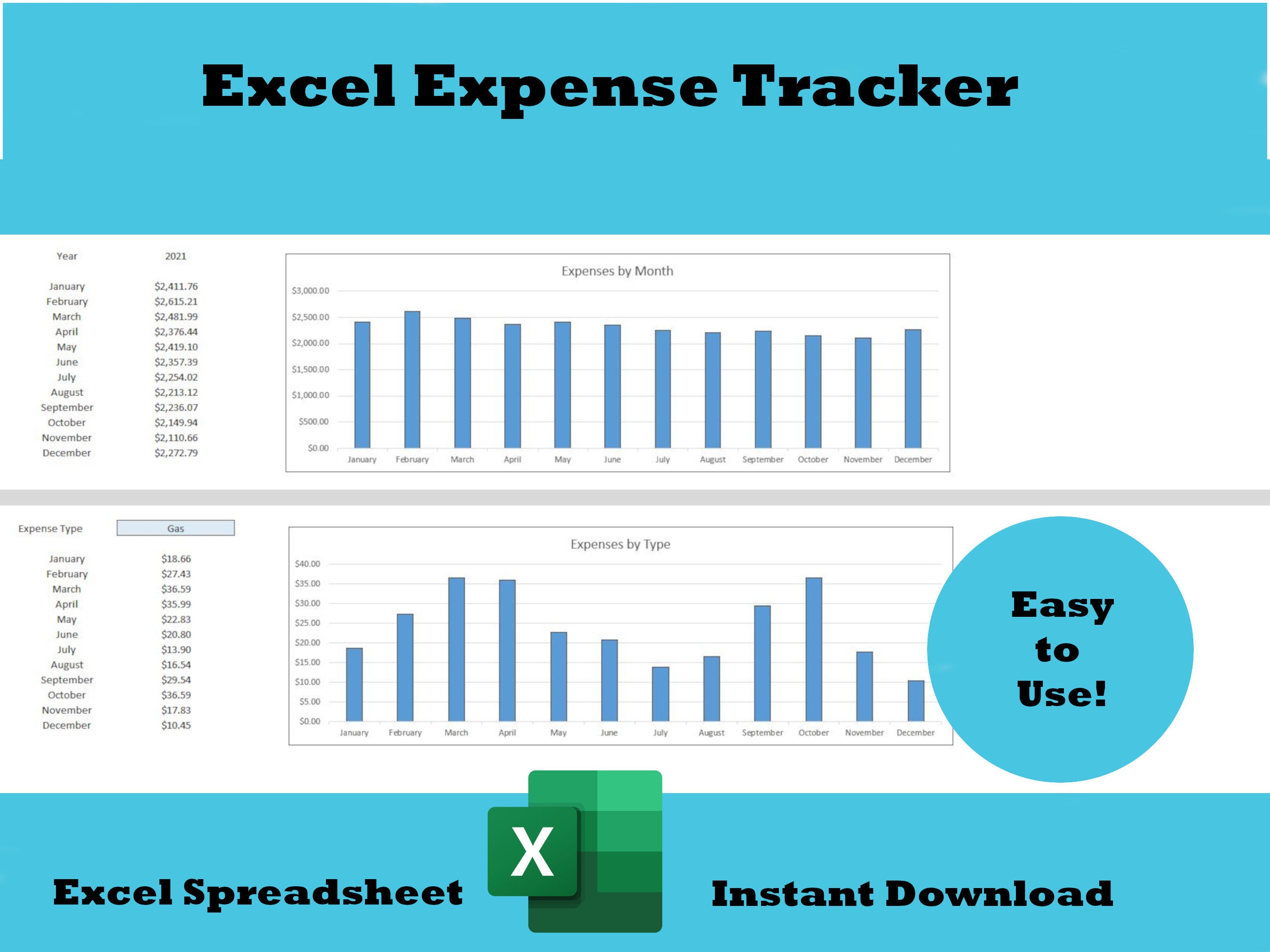 Excel Expense Tracking Spreadsheet | Financial Planning | Personal ...