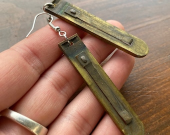 2.25” 1800’s Brass Pump Organ Reed Earrings