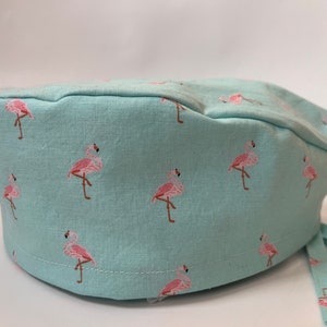 Scrub Cap - Flamingos on Mint