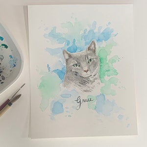 Watercolor Portrait, Custom Pet Portrait, Hand Painted, Watercolor Splash