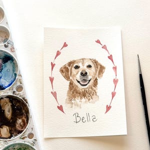 Watercolor Heart Dog Portrait, Custom Pet Portrait, Hand Painted