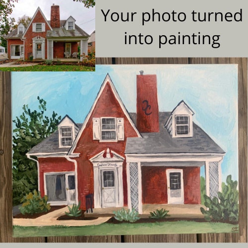 Custom House Portrait Painting, Hand Painted - Amazing deals Gift