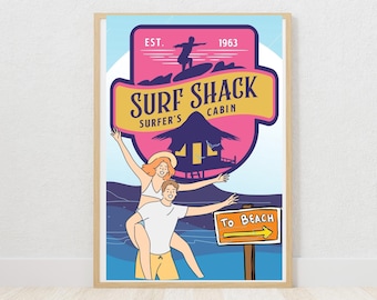 Surf Poster, Surf Print, Beach Day Poster, Surf Board Wall Decor, Surf Wall Art Printable, Surf Print Digital Download, Surf Board Wall Art