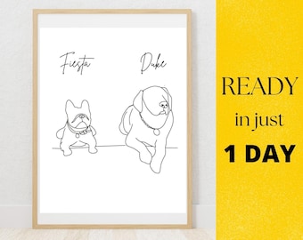 Custom Line Art Pet Portrait from Photo | Personalized Pet Portrait | Gift for Dog Mom | Gift For Him | Digital Download Portraits