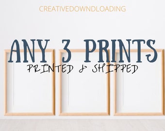 Set of 3 Physical Prints | Wall Art Prints | Print and Ship Art