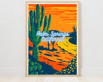 Palm Springs Retro Wall Art, Fun Bathroom Wall Art Printable, Retro Digital Download,