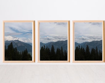 Set of 3 Forest Prints | Sage Green Prints | Forest Wall Art | Nature Wall Art | Bathroom Wall Art | Cabin Prints | Mountain Digital Prints