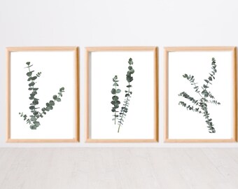 Set of 3 Sage Green Prints | Eucalyptus Wall Art | Sage Green Wall Art | Earth Tone Wall Art | Minimalist Wall Art | Watercolor Wall Art