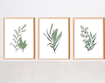 Set of 3 Sage Green Prints | Sage Wall Art | Sage Green Wall Art | Bathroom Wall Art | Minimalist Prints | Sage Wildflower Printable Art