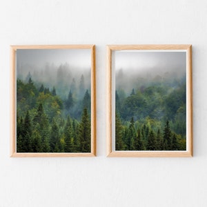 Forest Wall Art Prints | Wall Art Prints | Foggy Forest Prints | Mysterious Forest Prints | Wall Art | Set of 2 Forest Prints
