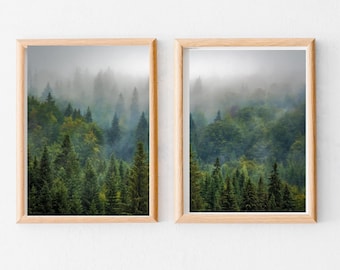 Forest Wall Art Prints | Wall Art Prints | Foggy Forest Prints | Mysterious Forest Prints | Wall Art | Set of 2 Forest Prints