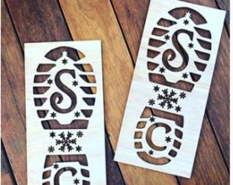 Santa Foot Prints, Santa Footprint Stencil, Christmas Santa Claus Boot