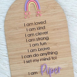 I Am Plaque, Wooden Affirmation Sign, Kids Décor, Affirmation Board, Personalised Affirmation Plaque