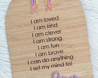 I Am Plaque, Wooden Affirmation Sign, Kids Décor, Affirmation Board, Personalised Affirmation Plaque