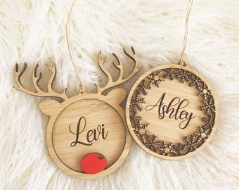 Wooden Christmas bauble, Wooden Personalised bauble, Personalised Bauble, Christmas Bauble
