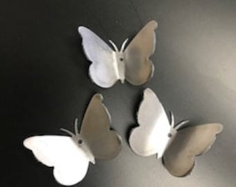 Set of 3 Rustic Metal Butterfly Garden Ornaments – Handcrafted Fence and Yard Decor