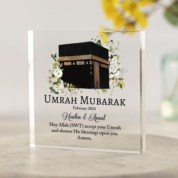 Plaque acrylique personnalisée Omra Moubarak, Cadeaux islamiques, Hajj Moubarak, Cadeau Omra Kaaba, Ramadan Moubarak, Eid Mubarak, Cadeaux musulmans