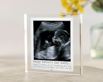 Daddy to be Father's Day Gift from Bump, Baby Scan Photo, Pregnancy Announcement, Ultrasound scan, 1st Fathers Day, Personalised Photo Block