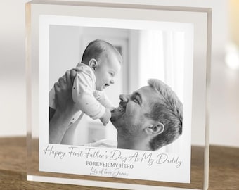 First Father’s Day Gift from Baby | Personalised Photo Acrylic Block | New Daddy Keepsake | Happy First Father’s Day as My Daddy Gift