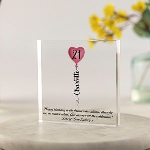 Gepersonaliseerde verjaardagscadeau voor haar, elke leeftijd speciale verjaardag, beste vriend geschenken, zus, moeder, dochter, aangepaste formulering vrijstaande plaquette