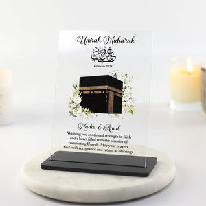 Umrah Mubarak Hajj Mubarak Personalised Gift for Family,Islamic gifts, muslim gifts, slate photo frame acrylic plaque
