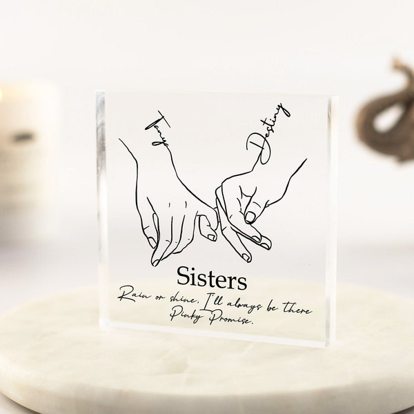Cadeau pour soeur, Cadeau personnalisé pour soeur, Cadeau d'anniversaire pour soeur, Cadeau de Noël pour soeur, Cadeau personnalisé pour soeur, Bloc acrylique 10 x 10 cm