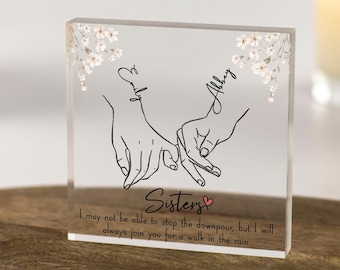 Personalised Sister Gift, Sister Birthday Gift, Christmas Gift for Sister, Pinky Promise, Custom Names Acrylic Block