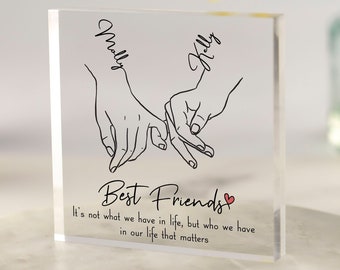 Bester Freund Geschenk, personalisiertes Geschenk für Bestie, Freund Geburtstagsgeschenk, Weihnachtsgeschenk für BFF, Pinky Versprechen Geschenk, Acrylblock 10x10cm