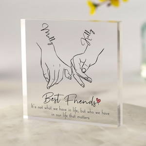 Beste vriend cadeau, gepersonaliseerd cadeau voor Bestie, vriend verjaardagscadeau, kerstcadeau voor BFF, Pinky Promise Gift, acryl blok 10x10cm