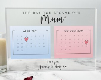 The Day You Became Our Mum Calendar Gift, Personalised Mothers Day Gift, Memorable Date Gift, Birthday Gift for Mother, Gift from Children
