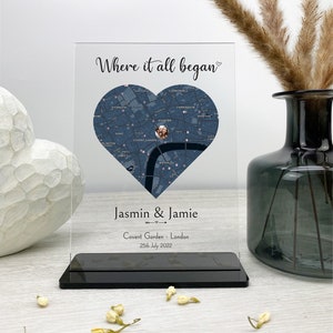 Personalisierte Karte und Foto Geschenk, wo wir uns zum ersten Mal trafen Geschenk, Valentinstag Geschenk für ihn, Jahrestag Geschenke, Freundin Geschenk, Geschenk für Ehemann