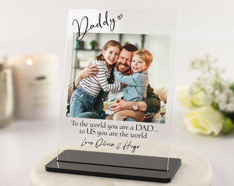 Dad Gifts, Fathers Day Gifts, Personalised Dad and Children Photo Gift, Birthday Gifts, Christmas Gifts, Best Daddy Keepsake, Acrylic Plaque