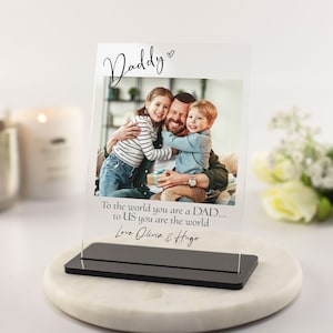 Dad Gifts, Fathers Day Gifts, Personalised Dad and Children Photo Gift, Birthday Gifts, Christmas Gifts, Best Daddy Keepsake, Acrylic Plaque