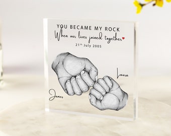 Daddy Gifts, Daddy Birthday Gift, Dad Christmas Gift, Gift from Son/Daughter, Fist Bump Print, Gifts for Dad, Gift from Baby, Acrylic Block