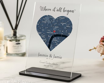 Where we met map gift, Our First Date, Personalised Anniversary Gifts, Custom Map gifts, Valentines Day gifts, For Boyfriend, Girlfriend