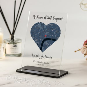 Where we met map gift, Our First Date, Personalised Anniversary Gifts, Custom Map gifts, Valentines Day gifts, For Boyfriend, Girlfriend image 2