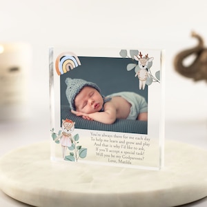 Propuesta personalizada de padrinos Bloque de fotos de regalo, ¿Serás mis padrinos, Foto de bebé, Poema de padrinos, Regalo de padrinos, Bautizo