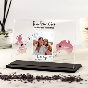 Beste Freunde Fernfotodruck, Freundschaftsgeschenke, personalisiertes Geschenk, Maps Print, Besties Umzugsgeschenk Acrylplatte