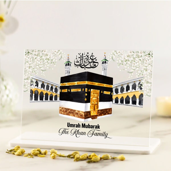 Umrah Mubarak gift, Islamic Gifts, Eid Gift, Ramadan, Muslim Wedding Gifts, Gifts for Couple, Hajj Personalised Family Home Acrylic Plaque