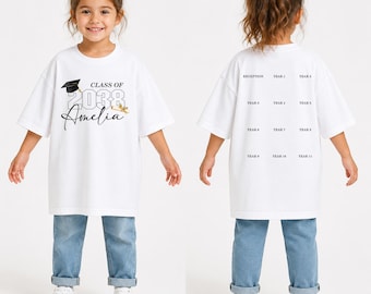 Personalised Class of 2038 Grow With Me Handprint T-Shirt, Adult Medium School Starter Keepsake