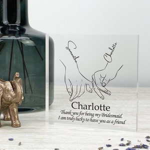 Bridesmaid Gift, Personalised gift for Bridesmaids, Maid of Honour, Sister Birthday Gift, Thank you Bridesmaid Gift, Acrylic Block 10x10cm