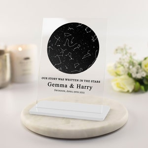 Mappa stellare personalizzata per data, mappe stellari, regalo personalizzato per data, cielo notturno, anniversario di matrimonio, regalo di coppia, fidanzamento, targa in acrilico per compleanno